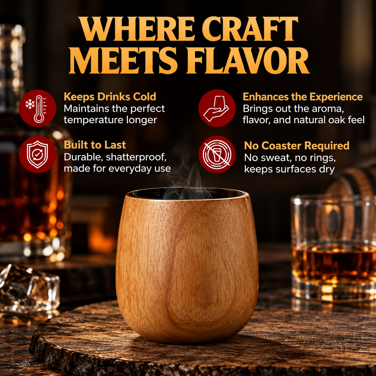 OakForge™ Wooden Whiskey Glass